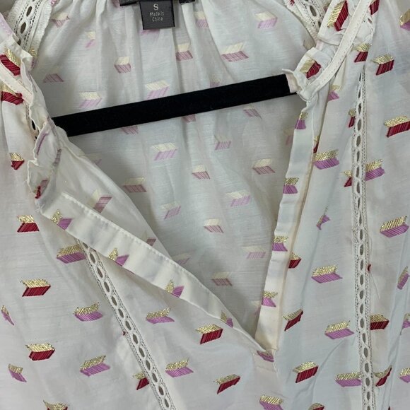 J. Crew Point Sur Cream Colored Popover Metallic Clip Dot Size Small - Picture 5 of 11